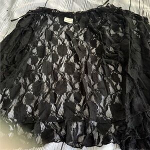 Fashion Bug Black Lace Blouse/ tie closed